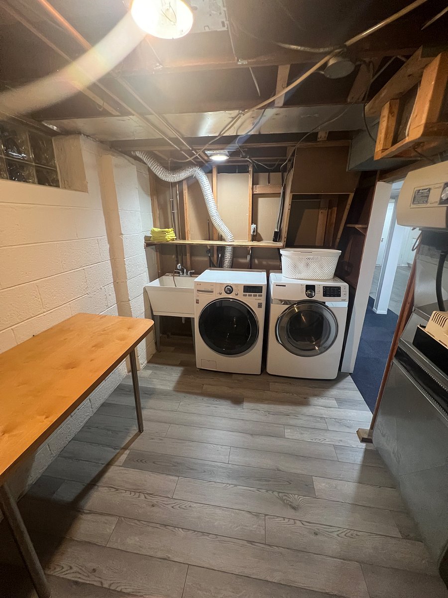 laundry room in basement