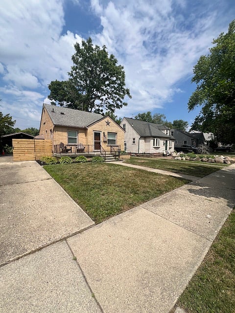 View from the front yard. Gates that also closes for privacy and for pets!
