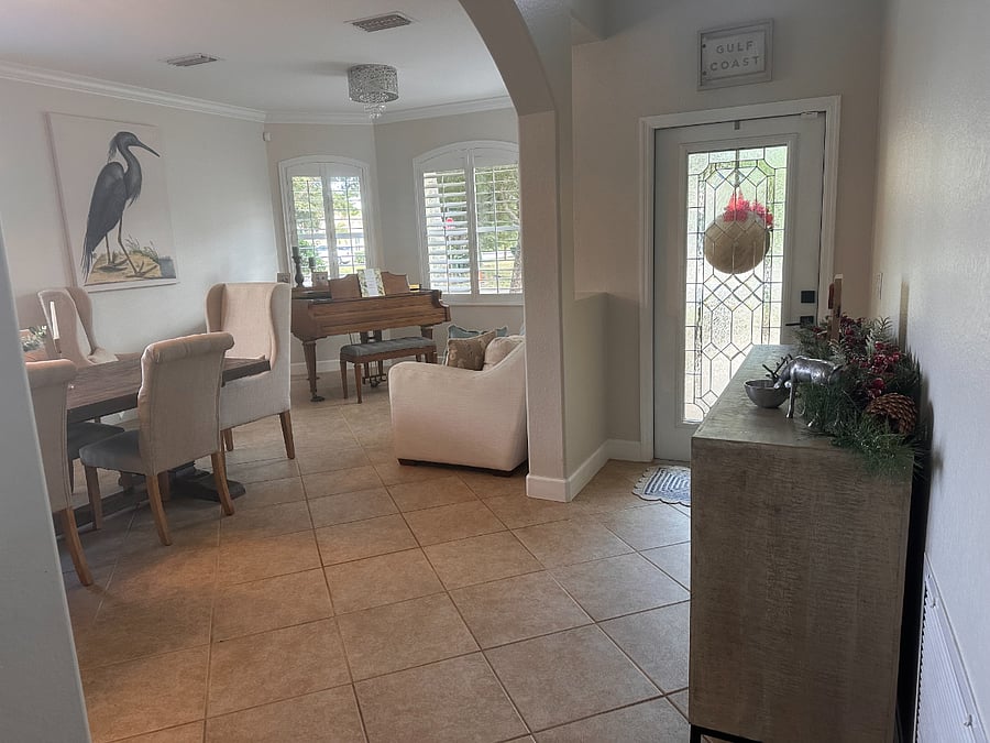 Entryway and formal dining/living room