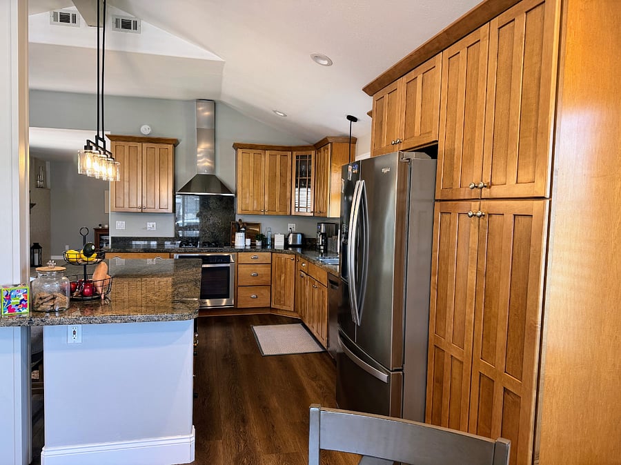 Open kitchen with large island.