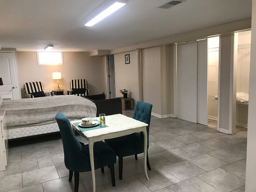 View from dining table, notice lots of closet space to the right