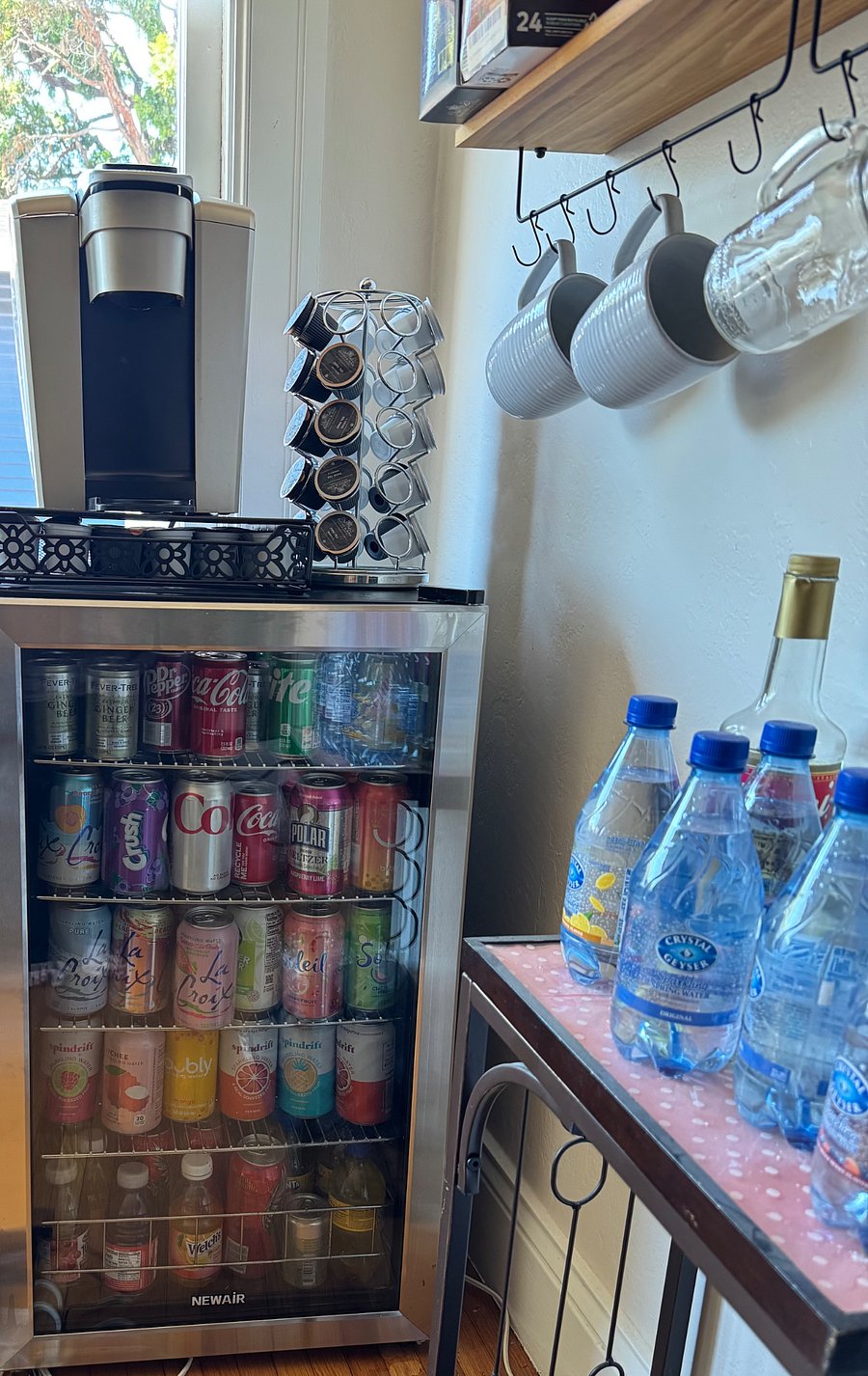 Comes with cool beverages in drink fridge in dining room.