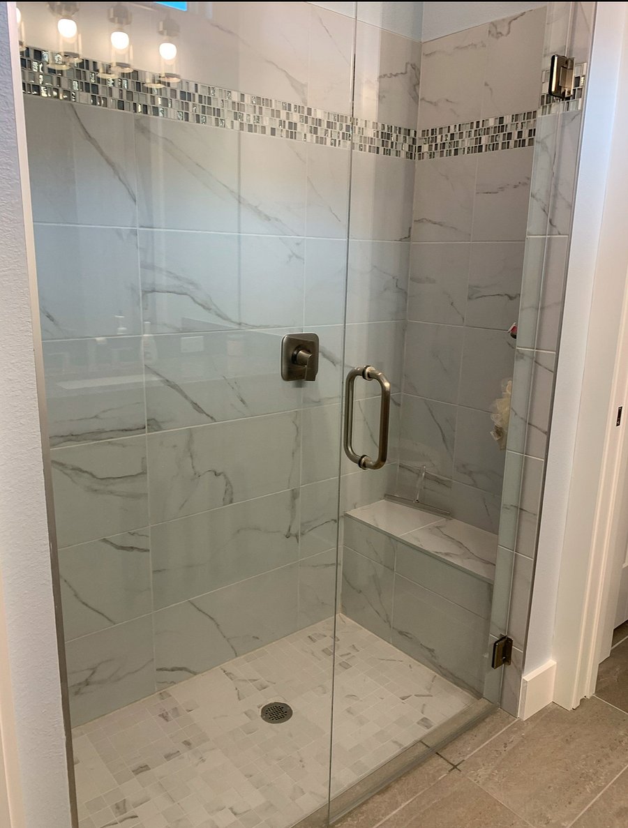 Glass shower in primary bath