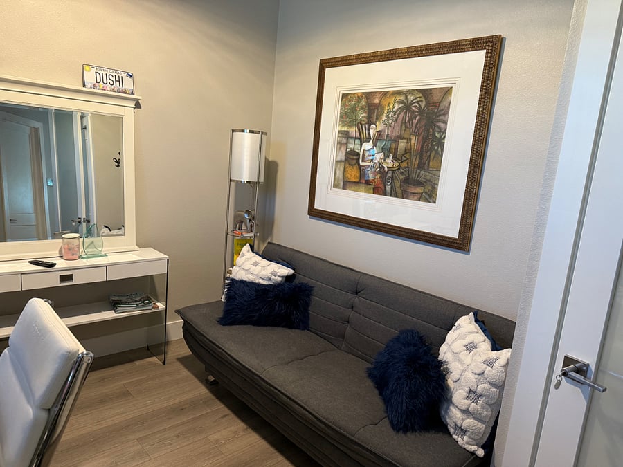 Office with fold out double-sized bed