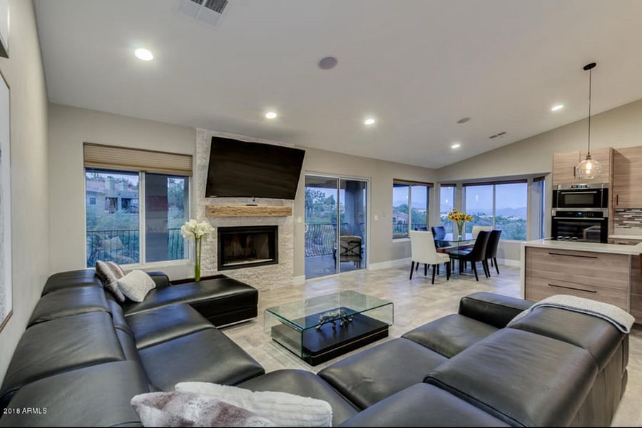 Wrap around sofa in the living area