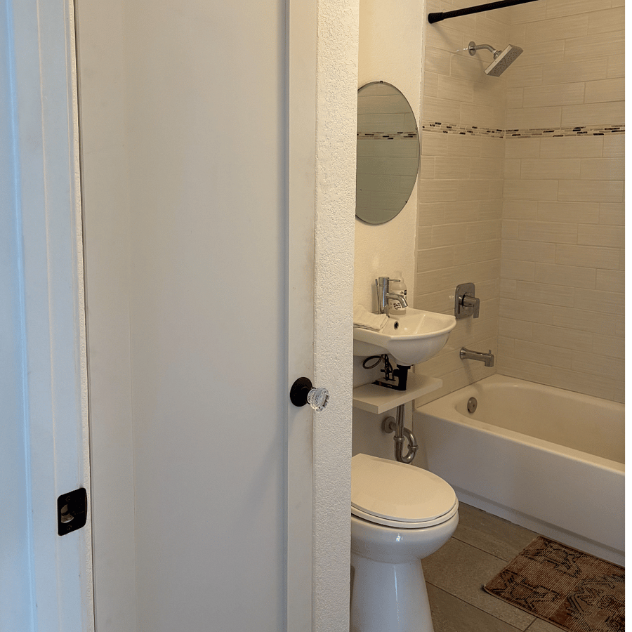Large storage closet in bathroom