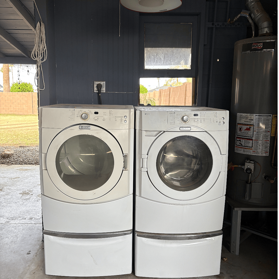Washer and dryer located in carport