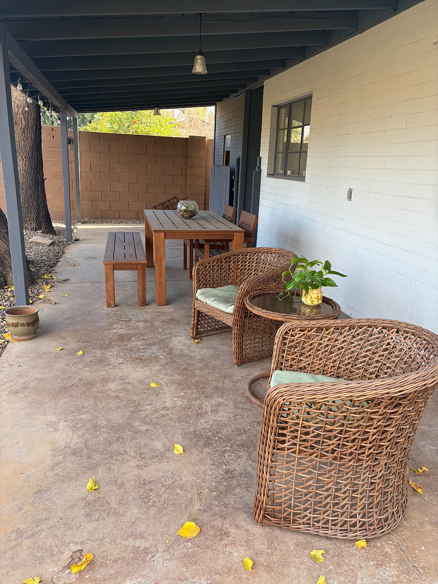 Backyard patio seating area