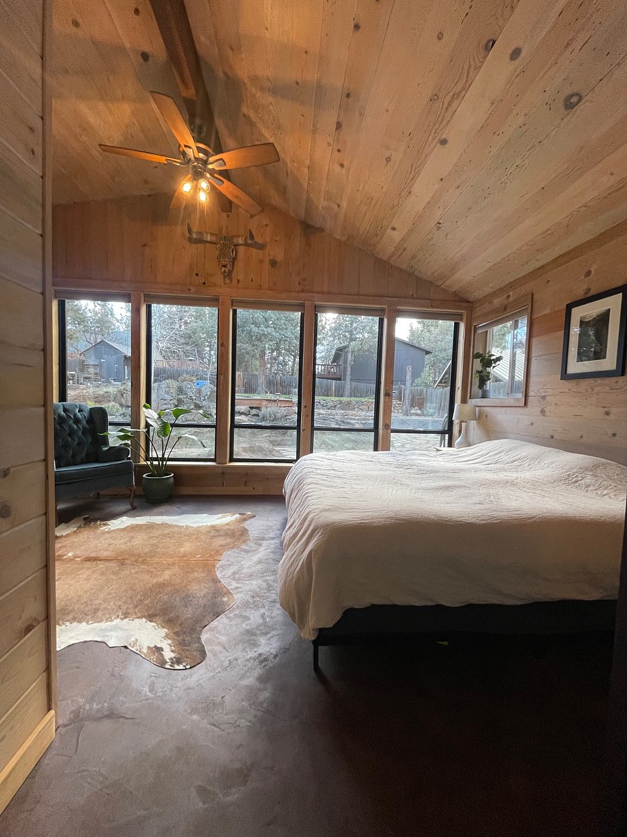 Master bedroom with view into backyard.