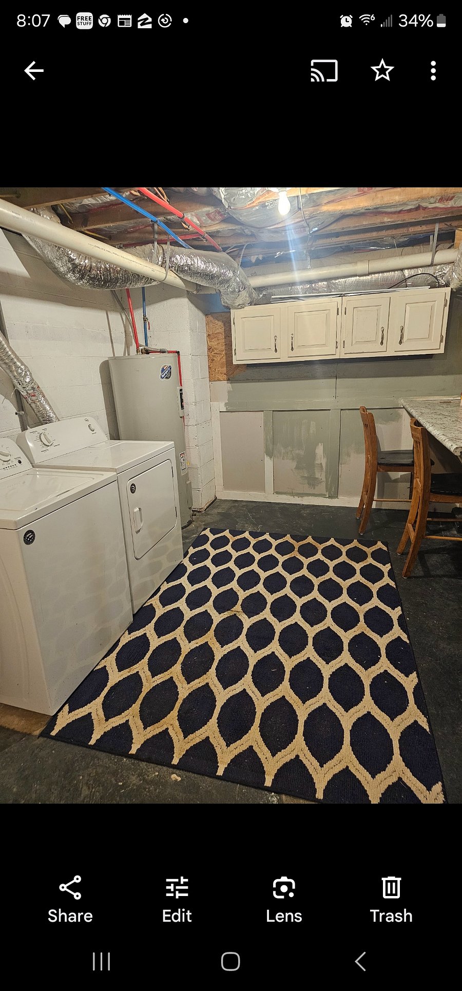 Laundry room in basement