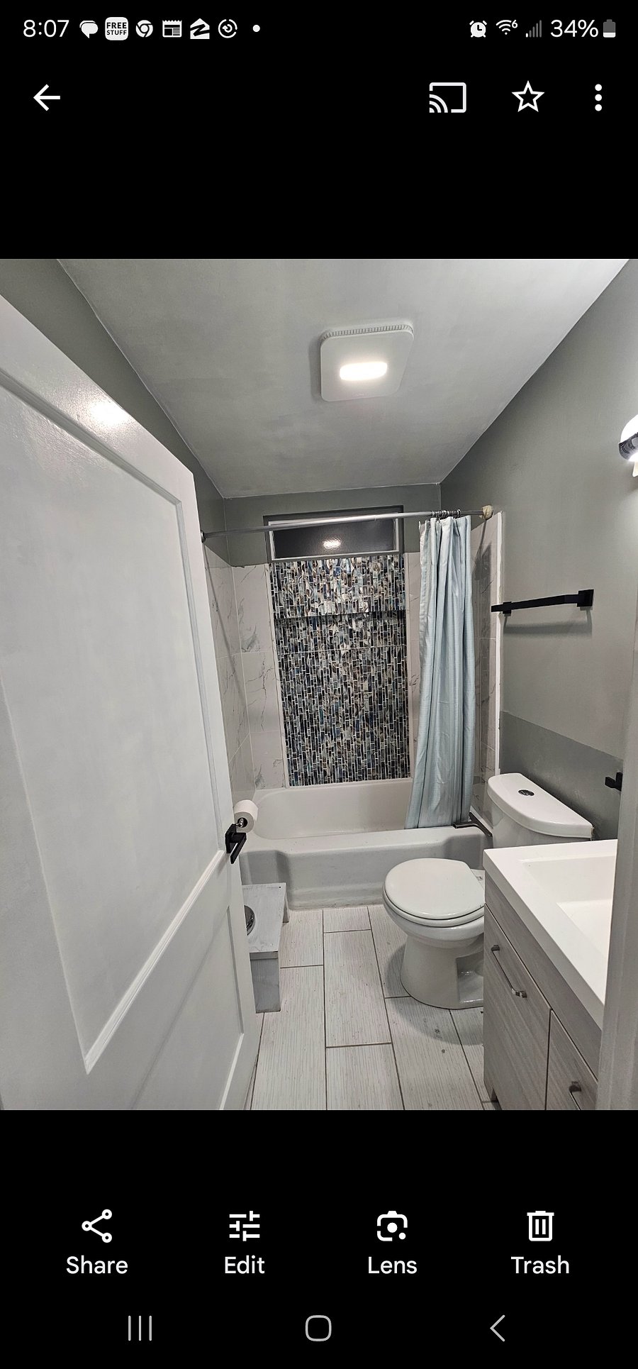 Bathroom, all new but tub isn't refinished in enamel.