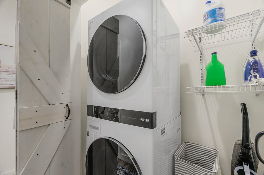Washer Dryer in the unit
laundry detergent
Iron
Iron board
Vacuum Cleaner