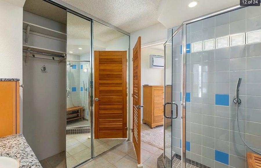 Large bathroom with ample storage