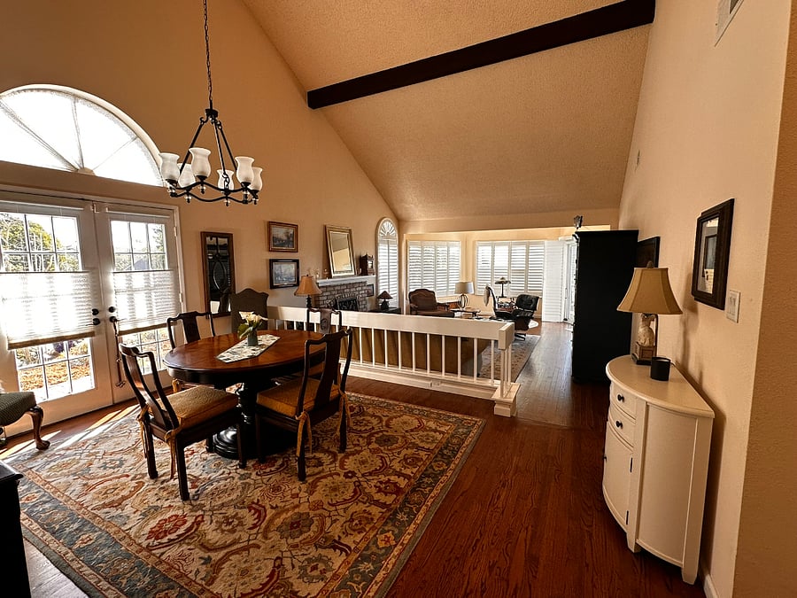 Entry overlooking Dining and Living rooms