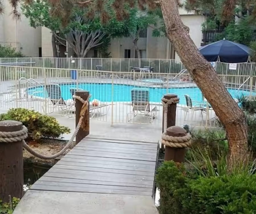 One of three heated, salt water pools on premises. 