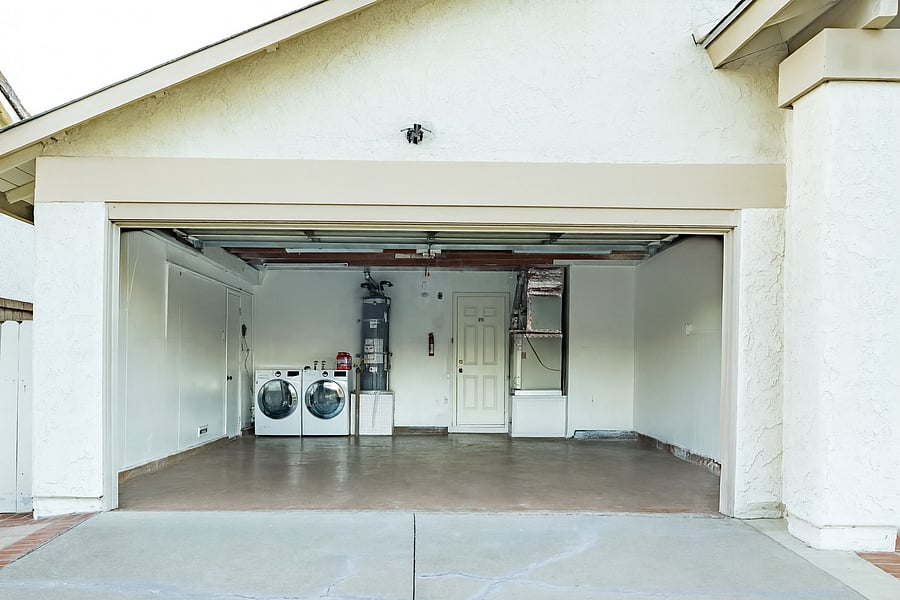 Attached 2 car garage with washer & dryer