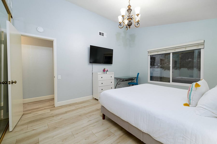 King bed & TV in master bedroom
