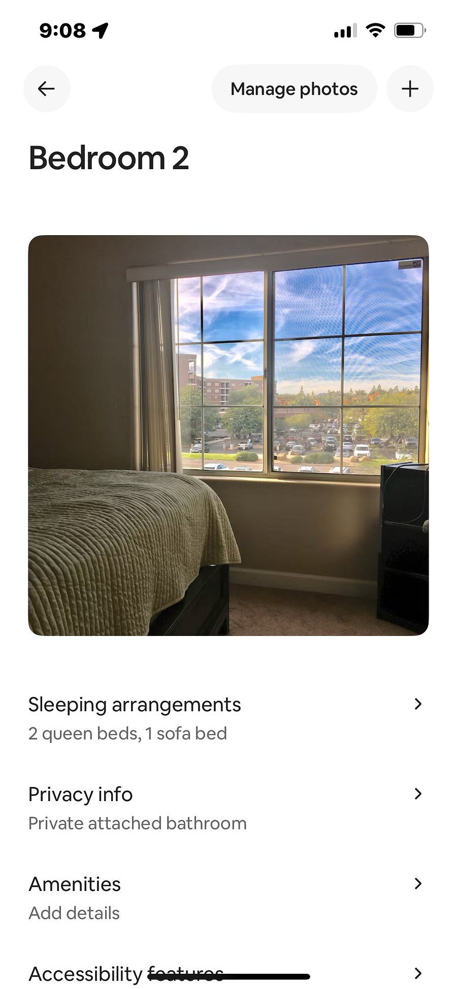 Guest bedroom great sunset views