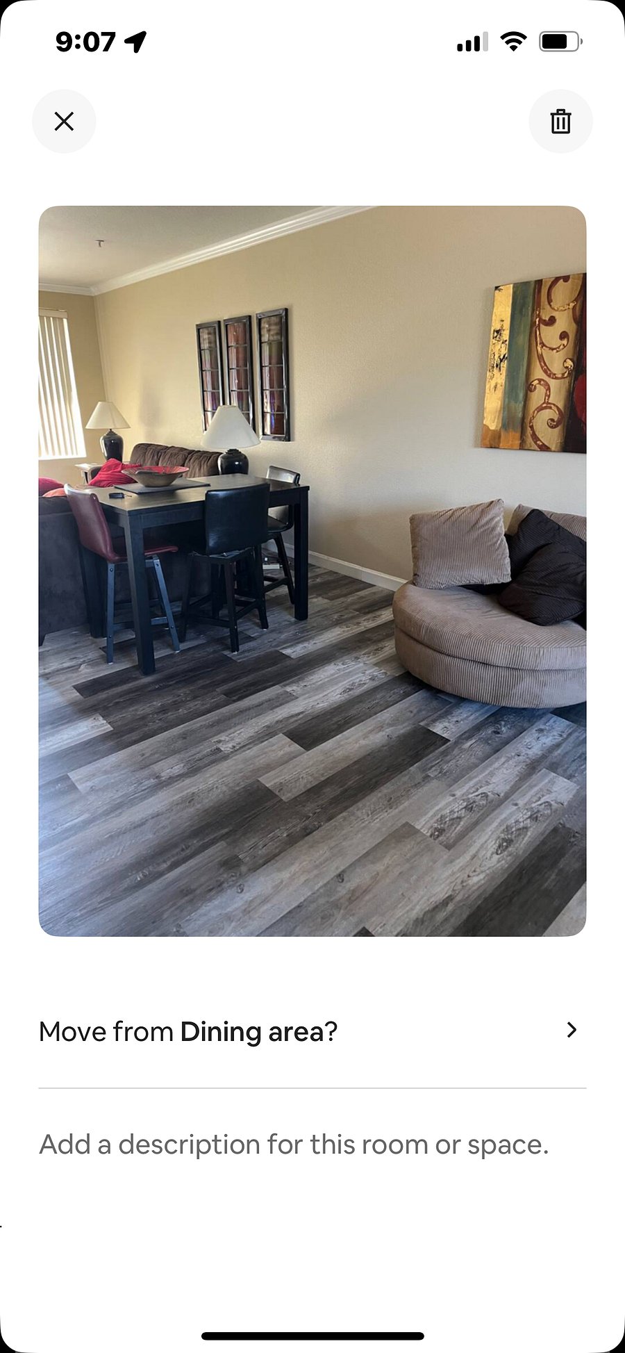 Spacious dining area