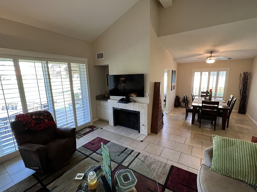 Living Room with TV and gas fireplace