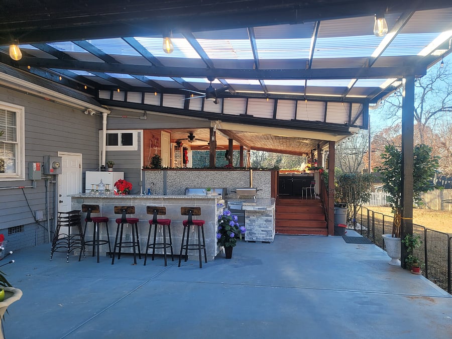 Outdoor Living/bar with fridge and ice maker