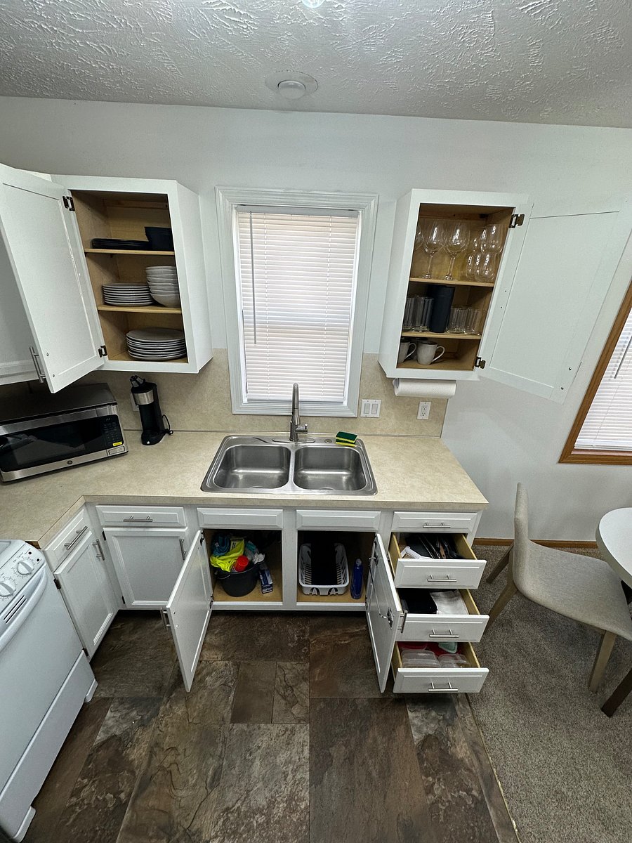 Fully stocked kitchen. Not pictured: pots/pans, bakeware, air fryer, toaster, starter spices