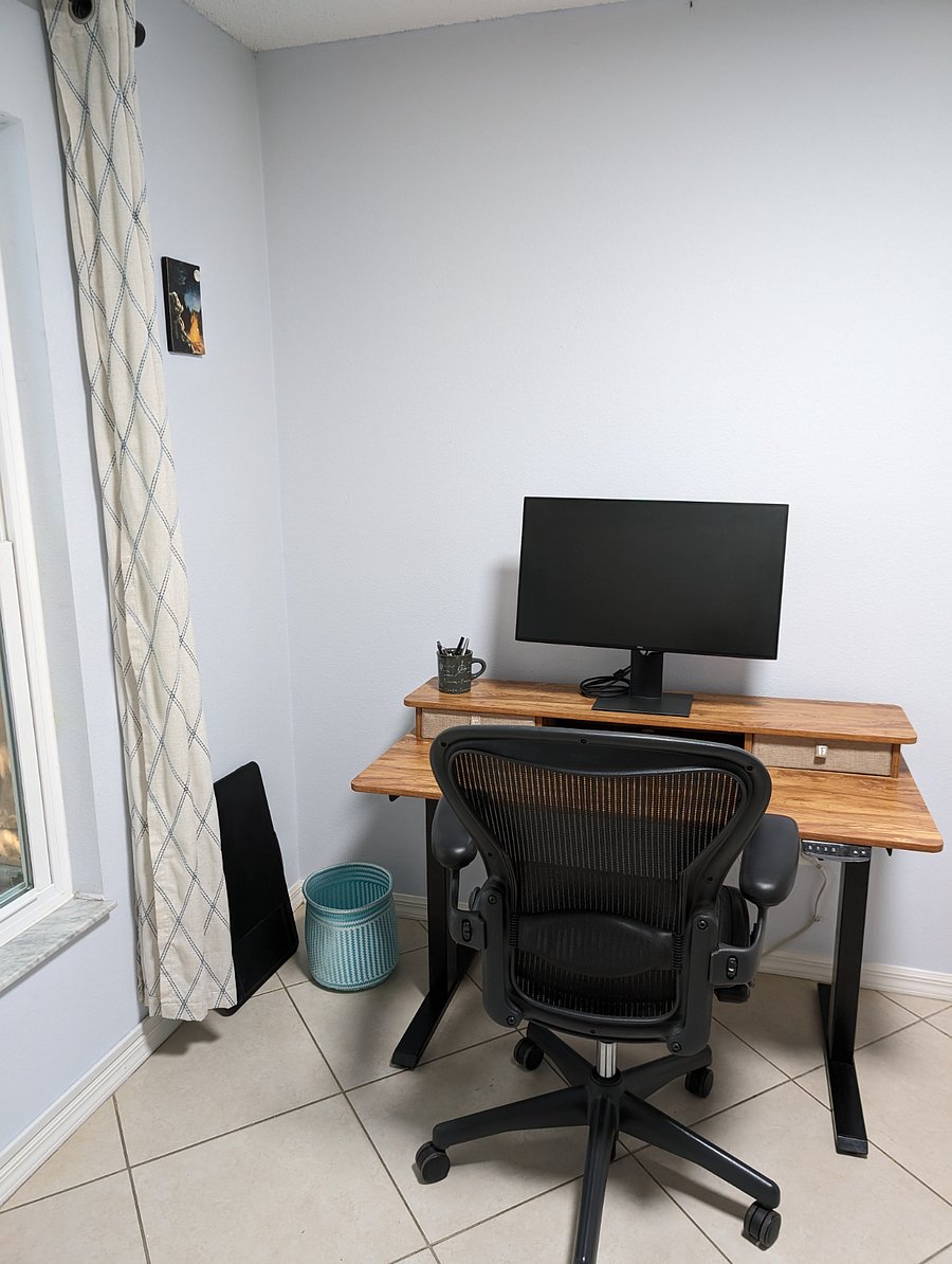 standing desk with ready to plug monitor
