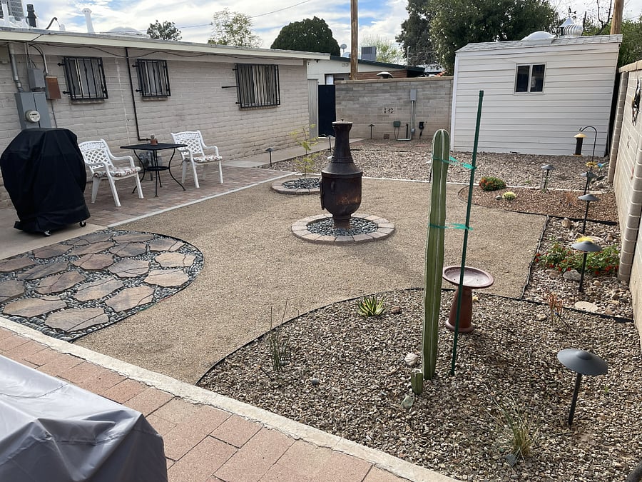 Back Yard with Showing Barbeque Grill and Chimenea