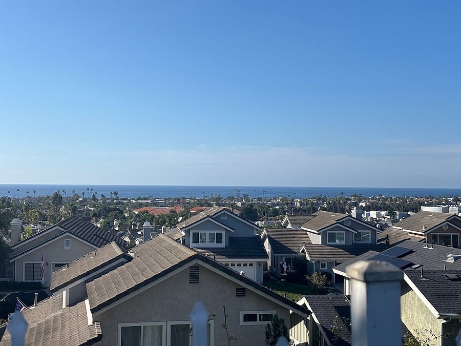 Photo taken from top of the street above the home
