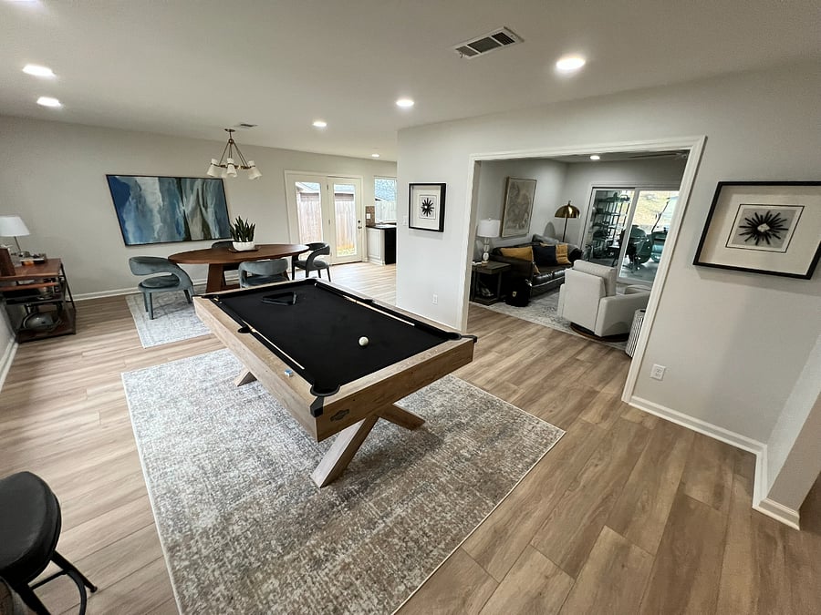 Pool Table and spacious living area