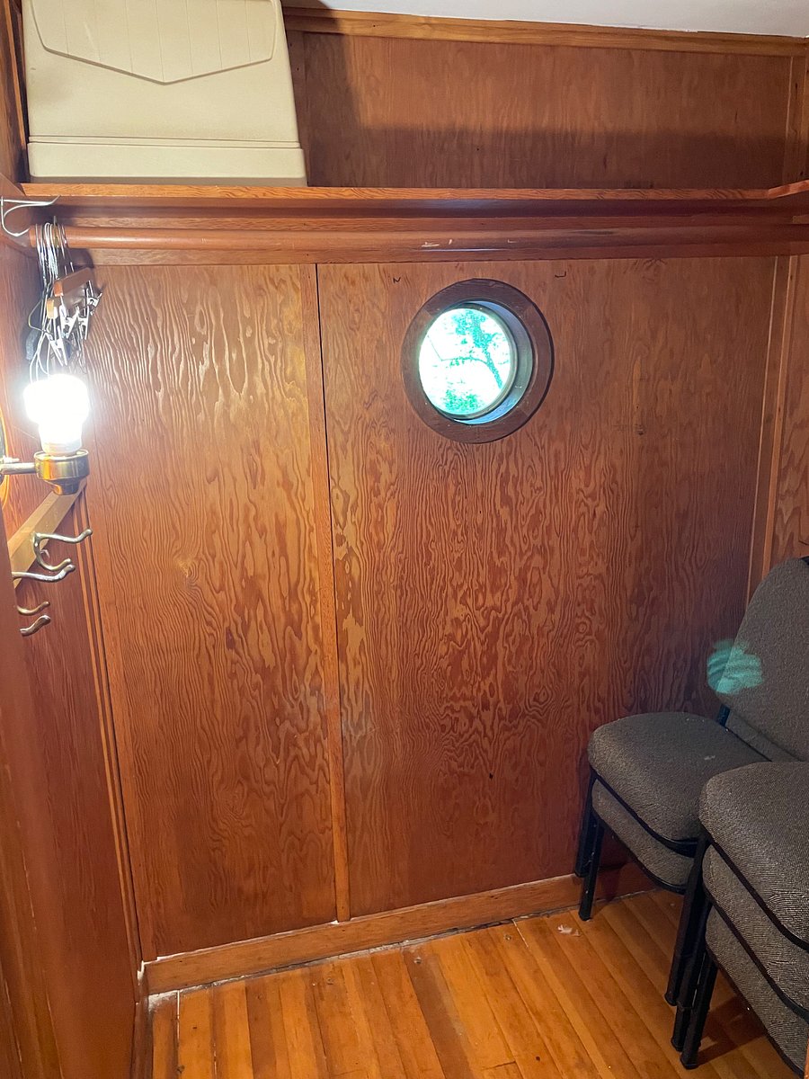 Huge closets with craftsman's  "ship" windows. 