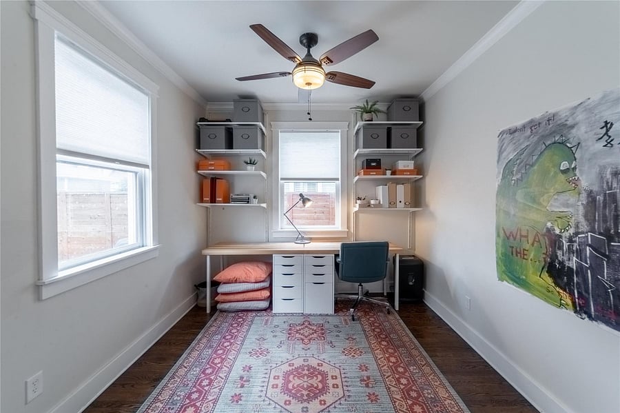 Fourth bedroom downstairs is currently used as an office but has a Murphy bed that pulls and sleeps as a double.
