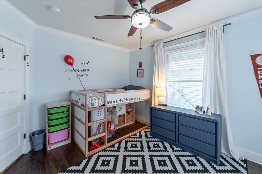 Bedroom 2 has a bunk bed that sleeps 3 with a double on bottom and a twin on top.