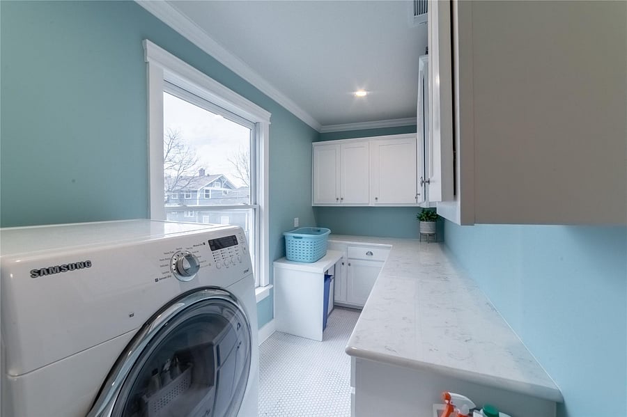 So much counter space and storage in the utility room!