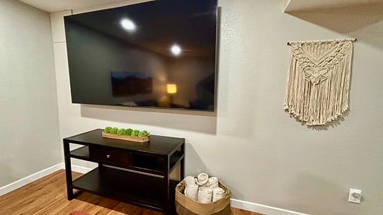 The Family Room comes complete with cozy fleece blanket.