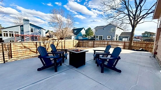 The Adirondak chairs surround out propane fire pit. The skys during the day, as well as the nights are perfect from this spot!