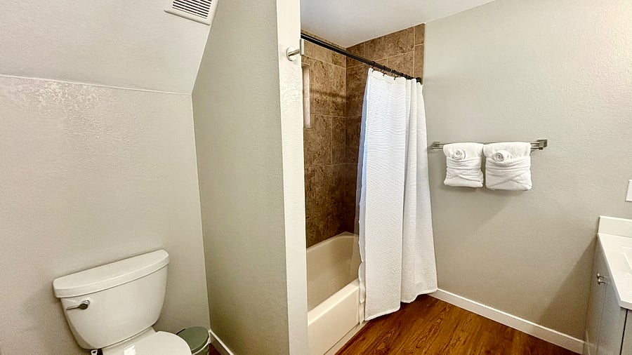The only bathtub/shower combo is found in the Primary bath.