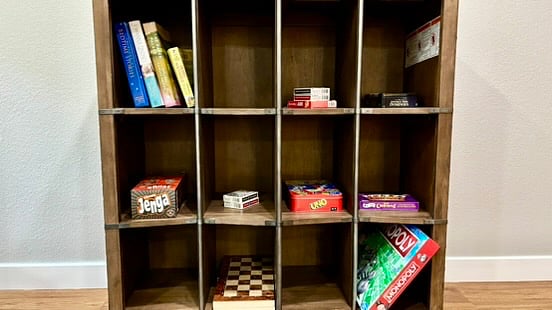 A supply of cards, games, and puzzles for everyone to enjoy.