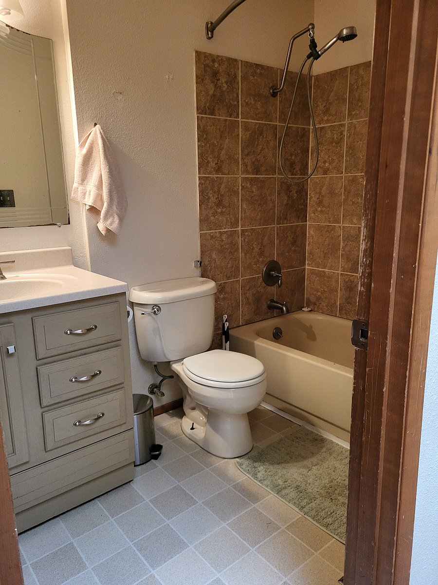 Upstairs bathroom shared with one other tenant who is here several days a week.