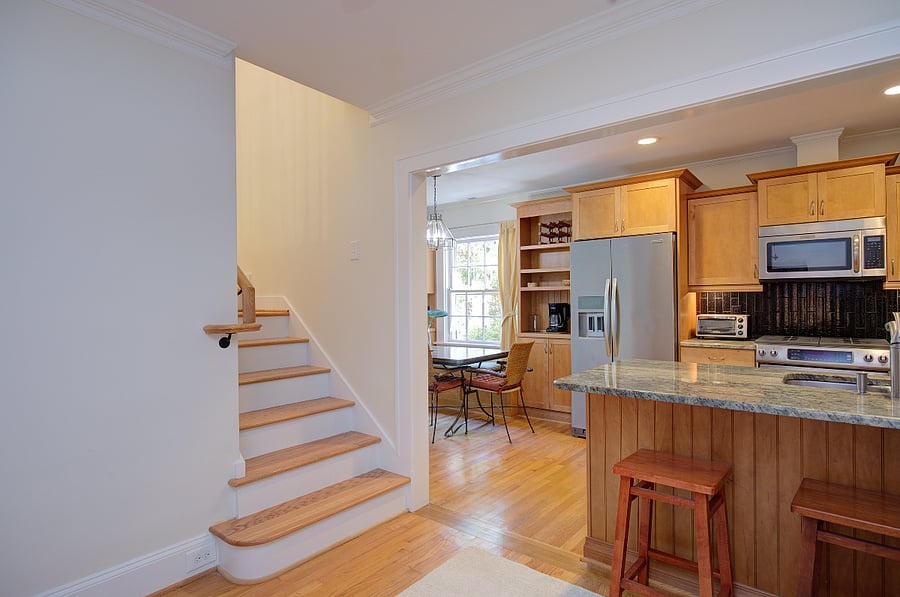 Kitchen, stairs to second floor