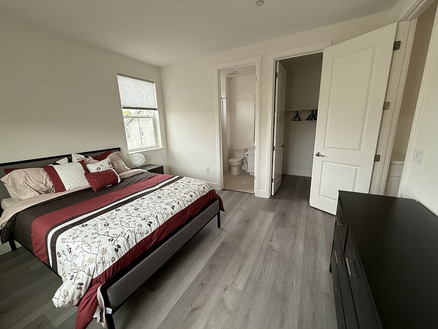 Bedroom with walk-in closet and bathroom