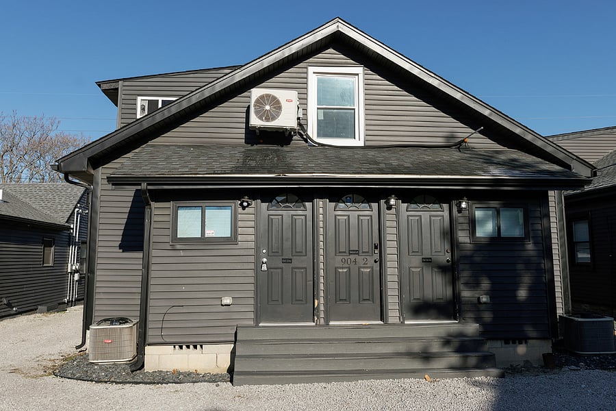 back door entry from parking lot (combo code with key) far left door