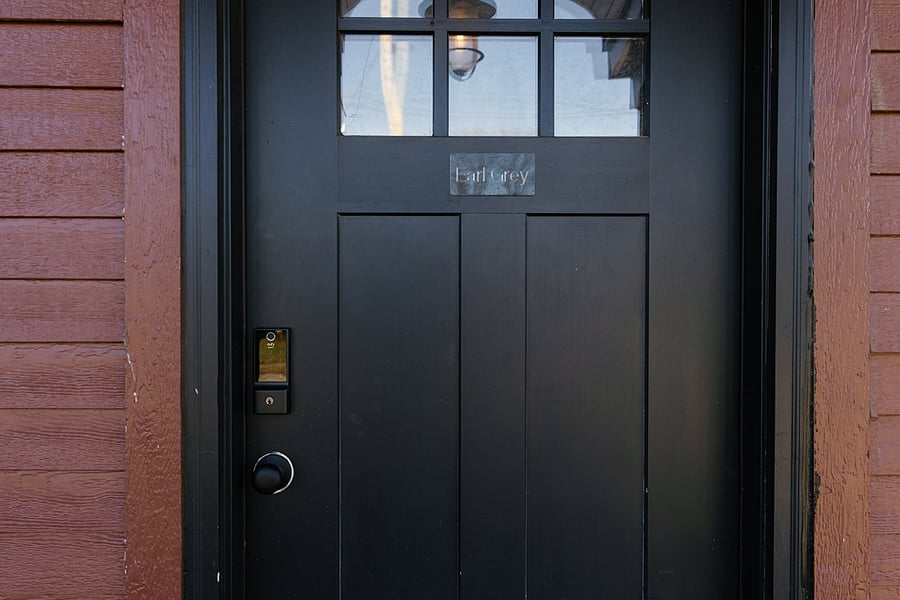 Front door entry with personal digital code.