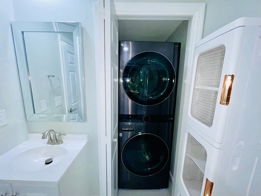 Brand-new full-size washer and Dryer in the unit. No need for outside trips or coins. 