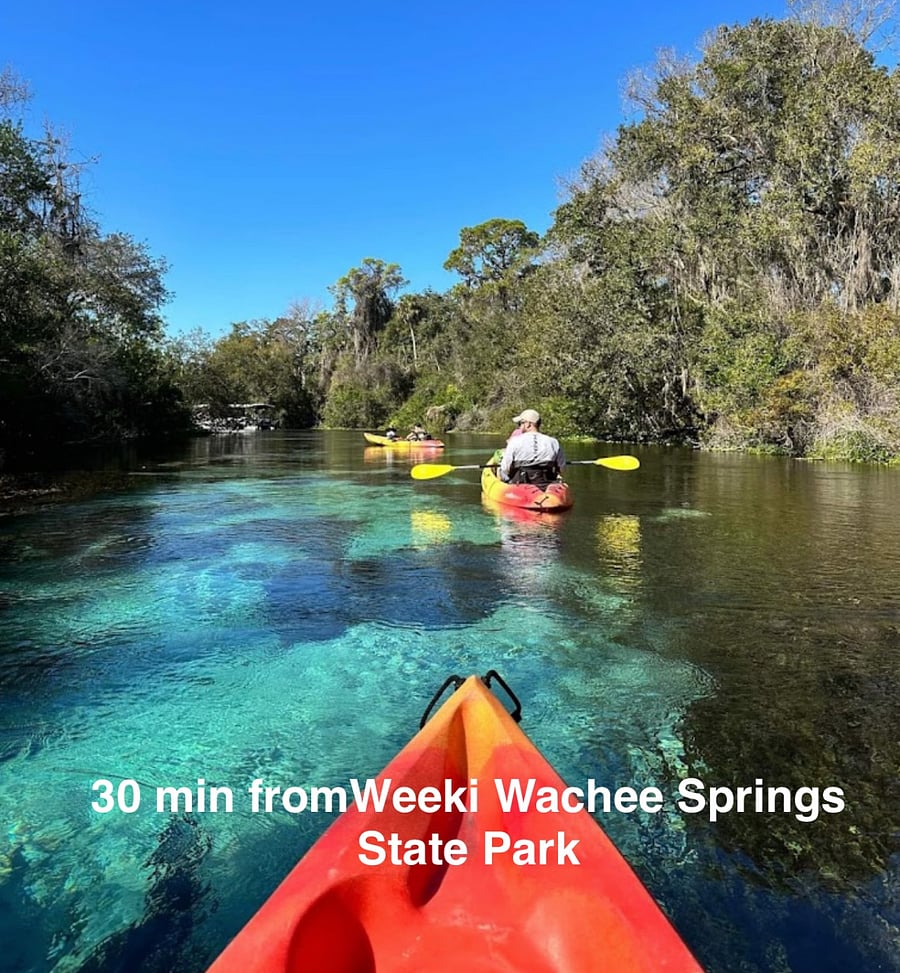 The Weeki Wachee Spring Water Park is only 30 minutes away.