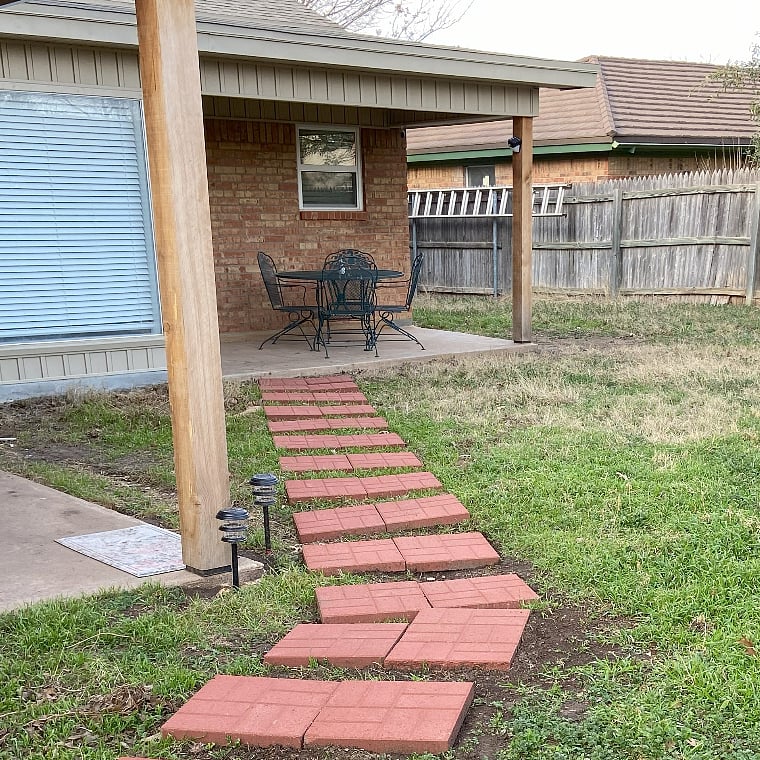 walkway from parking to private entrance  at patio.