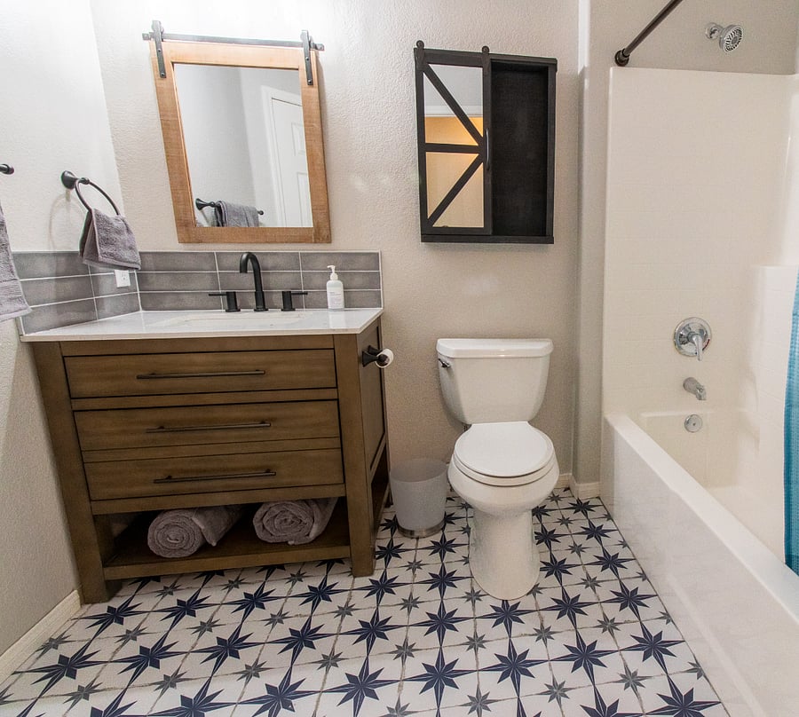 Attached full bathroom, remodeled and updated