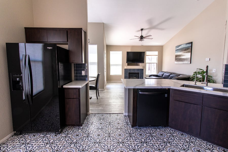 Full Size Refrigerator with Open Concept, Breakfast Bar Area