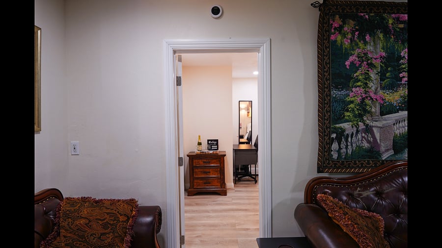 Bedroom door.