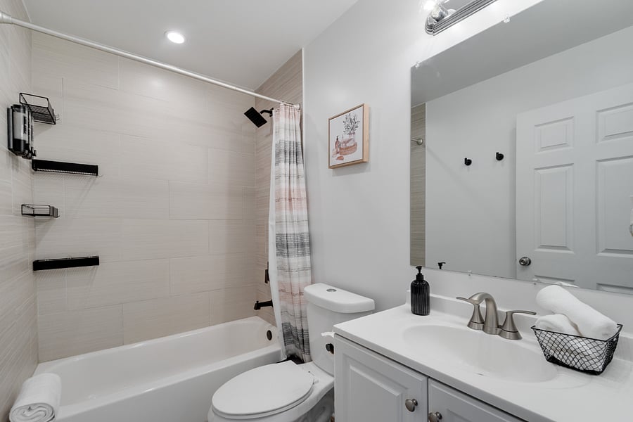Refresh and relax in this thoughtfully designed hallway bathroom, fully equipped with everything you need to feel rejuvenated and ready for the day ahead.